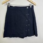 90s The Limited mini skirt black knee length button Size 10