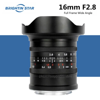 Brightin Star 16mm F2.8 Full Frame Lens for Canon EOSR RF Sony E Nikon Z L Mount - Image 1 of 4
