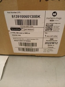 Markem-Imaje 813910060130BK SmartDate Xtra Ribbon TTR, 130mm x 600m - 5 Roll Box - Picture 1 of 3