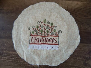 Homemade Embroidered Fabric CHRISTMAS PLANTER Ready for Hoop 9.5"  Cottagecore - Picture 1 of 3
