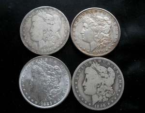 1878-s,86-p,86-o, 96-o Morgan Silver Dollar circulated 4 coins - Picture 1 of 2