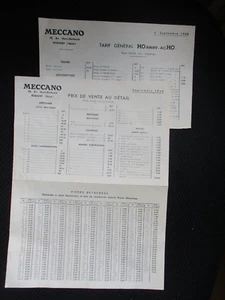 FEUILLET TARIF FRANCAIS PIECES MECCANO 1960 - Imagen 1 de 1