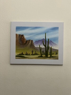 Bob Ross style wet on wet landscape painting Art “Distant Desert” 16x20 - Image 1 of 4