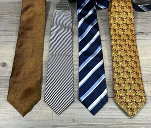 Lot 3 Ermenegildo Zegna Men's Tie Silk Necktie Twin ITALY Luxury Floral Striped - Picture 1 of 21