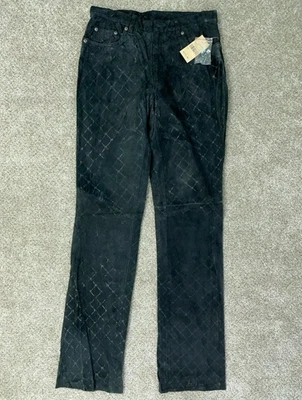 Pantalones Máxima de Cuero Wilson DE COLECCIÓN Para Mujer 6 28x33 Gamuza Negra - Nuevos Con Etiquetas Foto 1 de 4
