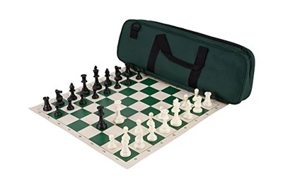 Deluxe Chess Set Combination - Triple Weighted - by US Chess Forest Green - Image 1 of 4