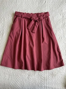 Gonna modesta sacchetto di carta malva polverosa elastico in vita con cintura tasche taglia L - Foto 1 di 9