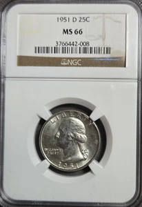 1951 D Washington Quarter NGC "MS-66 Outstanding Quarter #A-248 - Picture 1 of 4