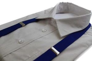 Adjustable 100cm Blue Adult Mens Suspenders - Picture 1 of 2