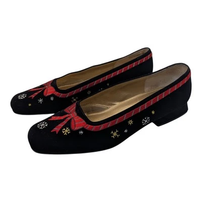 Zapatos elegantes vintage NINA de terciopelo negro bordado vacaciones Navidad para mujer 9,5 M  Foto 1 de 4