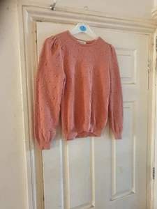Girl's H&M, Salmon, Sewn Bobbles Detailed Jumper. Age 8-10 yrs - Picture 1 of 6
