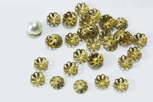 Perlenkappen Roh Messing Ø 7/9 mm Kappen Perlenkappe Perlkappen Raw Brass, M-110 - Bild 1 von 1