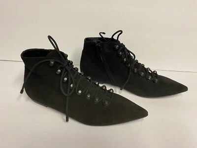 Balenciaga Ankle Boots Flats Suede Lace Up Black 38 / 7-7.5 - Image 1 of 4