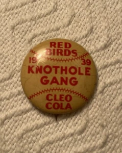 1939 Columbus, OH Red Birds Knothole Baseball Pinback Knot Hole Gang, Cleo Cola! - Picture 1 of 4