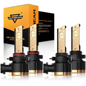 AUXBEAM 9005 9006 LED Bulbs Headlight Kit 6500K High Low Beam Super White Bright - Picture 1 of 12