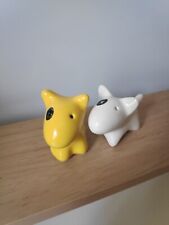 Art déco duo figurines chiens salière poivrière blanc jaune ou déco 