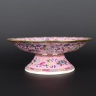 7.6" Chinese Pink Famille Rose Porcelain Qing Qianlong Lotus Design Fruit Plate