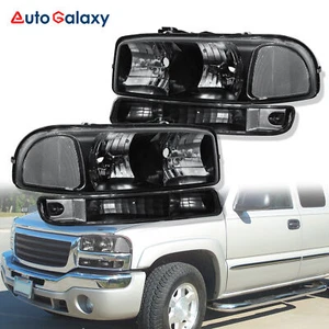 2PCS Black Headlights +Bumper Lights For 1999-2006 GMC Sierra 1500 2500 3500 - Picture 1 of 9