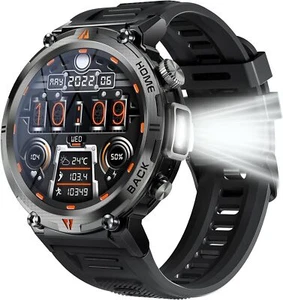 Military Smart Watch Tactical Bluetooth Call Flashlight Fitness Waterproof Sport - Picture 1 of 6