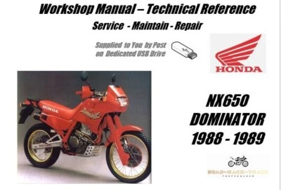 Honda NX650 NX 650 DOMINATOR Service Repair Workshop Manual USB 1988 - 1989 - Image 1 of 4