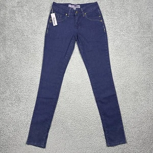 Bubblepop! Jeans Juniors 3 lavado oscuro pierna cónica tiro bajo denim punto dorado - Imagen 1 de 13