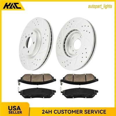 31375 D888 Front Drilled Disc Rotors +Brake Pads For Infiniti EX35 EX37 G25 M35 - Image 1 of 4