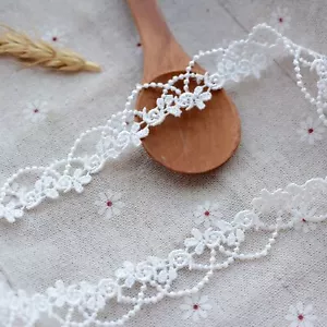 Nastro pizzo bianco nero abbigliamento colletto orlo cucito matrimonio accessori artigianali - Foto 1 di 14
