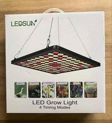 LEDSUN Hanging LED Grow Light Lamp 4 Timing Modes 60W Full Spectrum NEW In Box! - Image 1 of 2