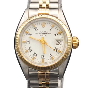 Orologio Rolex Date Lady 2 toni acciaio oro giallo 14 carati quadrante bianco romano 6917 - Foto 1 di 8