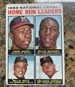 1963 Topps National League Home Run Leaders Aaron/McCovey/Mays/Cepeda Card #9 - Picture 1 of 1