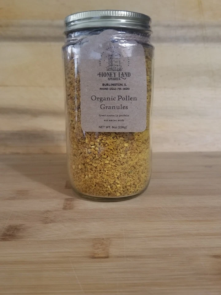 HONEY LAND APIARIES Wildflower Bee Pollen Granules 8oz (226g) - 100% Raw, Wildflower, Local, Organic