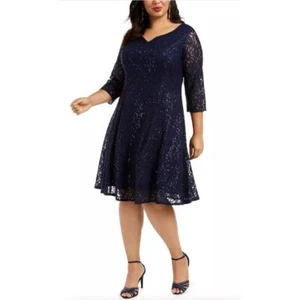 SLNY Womens Sequined Lace Party Cocktail And Party Dress Plus, 18W - Picture 1 of 7