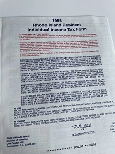 Folleto de formulario de impuestos individuales para residentes de Rhode Island 1998 - Imagen 1 de 6