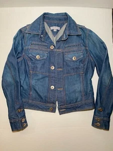 Tommy Hilfiger Jean Jacket Women's Cropped Medium Wash Blue Denim  Sz Medium - Picture 1 of 3
