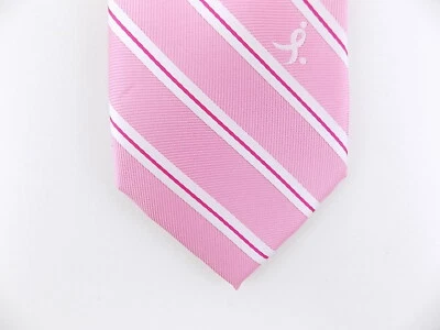 SUSAN G. KOMEN 男式全新无标签粉色格子与支票紧身宽 3.25 英寸领带 — 第 1/4 张图片