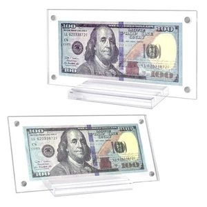 2 Pcs Dollar Bill Frame Dollar Bill Currency Display Holder Acrylic Dollar Bi... - Picture 1 of 6