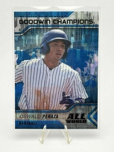 2023 Upper Deck Goodwin Champions Oswald Peraza All World Aqua SP Yankees /499 - Imagen 1 de 3