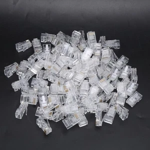 100x RJ45 Cat5E Modular Unshielded Gold‑Plated Networks Cable Connectors For FY - Afbeelding 1 van 19