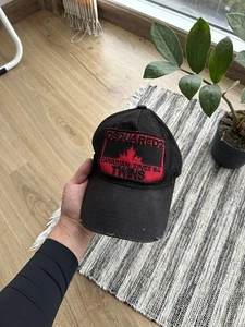 Gorra negra envejecida Dsquared2 vintage de gemelos canadienses con logotipo grande Y2K talla única para hombre - Imagen 1 de 10