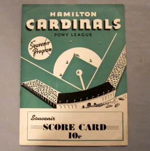 Pony de béisbol original de los Hamilton Cardinals década de 1950 programa VS Wellsville - Imagen 1 de 2