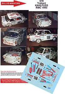 DECALS 1/24 REF 0519 TRABANT KAHLFUSS RALLYE MONTE CARLO 1993 WRC RALLY - Imagen 1 de 1