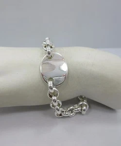 Pulsera de cadena de eslabones con encanto ovalado de plata de ley para mujer han 925 8" - Imagen 1 de 8