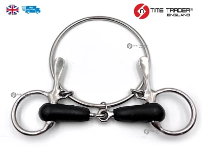 ON TIME TRADER ENGLAND® Dexter Pferdegebiss Racing Halblöffel Gummigelenke Edelstahl 4,5" 5" 5,5"