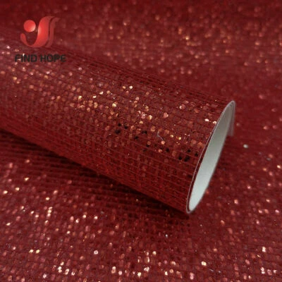 ​Plaid Sequin Glitter Fabric PU Leather For Sewing Clothing Packing Bag DIY - Image 1 of 4