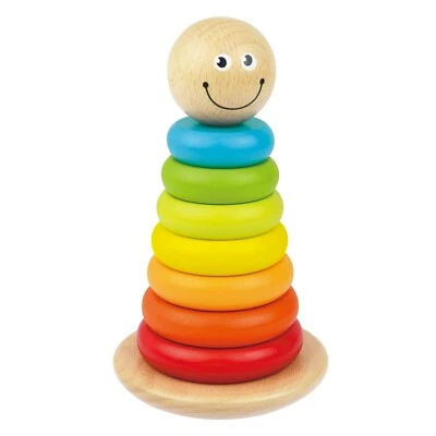 URBN-TOYS 9 PCS Wooden Stacking Tower Building Nesting Baby Development Toy Block Colour