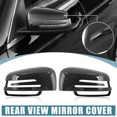 Tapa de cubierta de espejo retrovisor de puerta lateral con patrón de fibra de carbono para Mercedes X204 W212 W246 W204 Foto 1 de 4