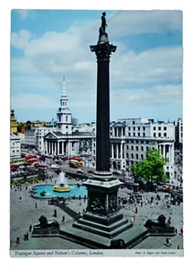 Unbestellte Postkarte Trafalgar Square Nelson's Column London England Vintage Hinde - Bild 1 von 2