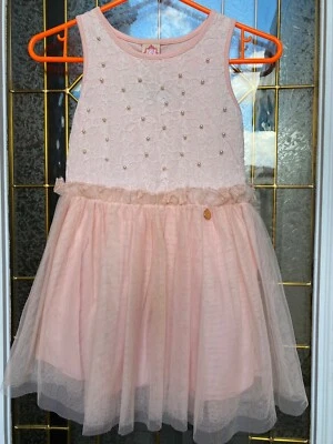 Vestido tutu feminino de malha de renda com pérola rosa claro tamanho 6 - Imagem 1 de 4