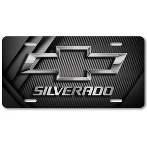 Etiqueta de placa de matrícula de aluminio y fibra de carbono para Chevrolet Silverado inspirada en Chevy - Imagen 1 de 3
