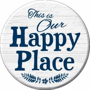 This is Our Happy Place 12" Round Metal Sign Novelty Retro Home Wall Decor - Picture 1 of 2